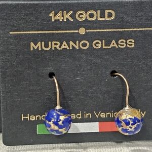 Murano Glass 14K Gold Blue Earrings